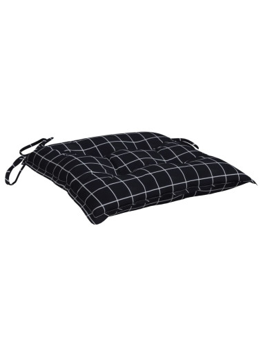 Cuscini per Sedia 4 pz a Quadri Neri 50x50x7 cm Tessuto Oxford