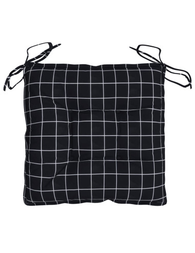 Cuscini per Sedia 4 pz a Quadri Neri 50x50x7 cm Tessuto Oxford