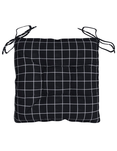 Cuscini per Sedia 4 pz a Quadri Neri 50x50x7 cm Tessuto Oxford