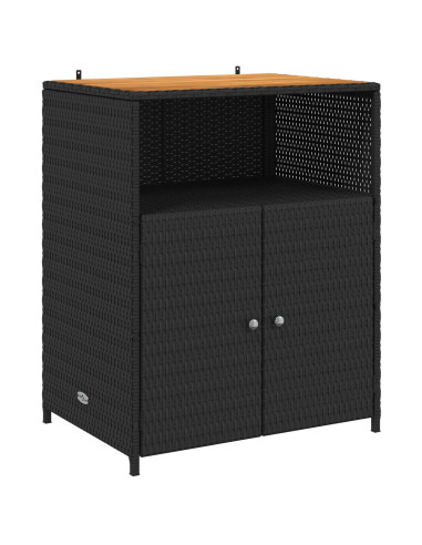 Armadietto Nero 70 x 50 x 87 cm Poliestere e Rattan Roly