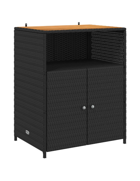 Armadietto Nero 70 x 50 x 87 cm Poliestere e Rattan Roly