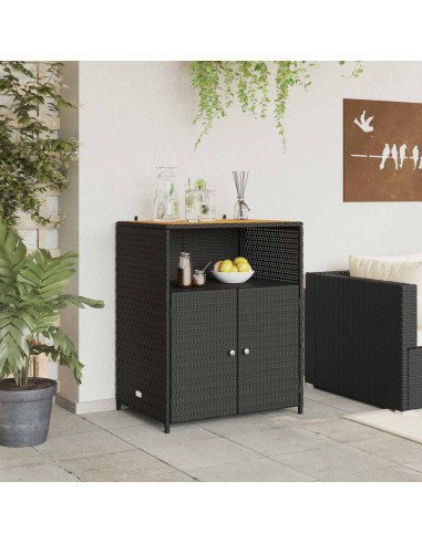 Armadietto Nero 70 x 50 x 87 cm Poliestere e Rattan Roly