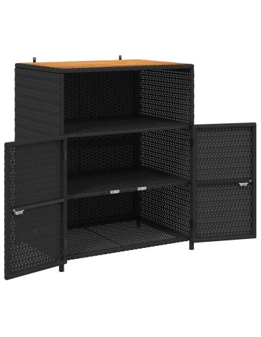 Armadietto Nero 70 x 50 x 87 cm Poliestere e Rattan Roly