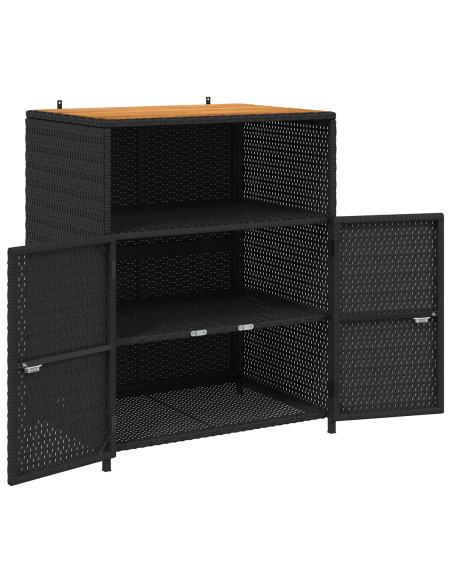 Armadietto Nero 70 x 50 x 87 cm Poliestere e Rattan Roly