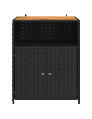 Armadietto Nero 70 x 50 x 87 cm Poliestere e Rattan Roly