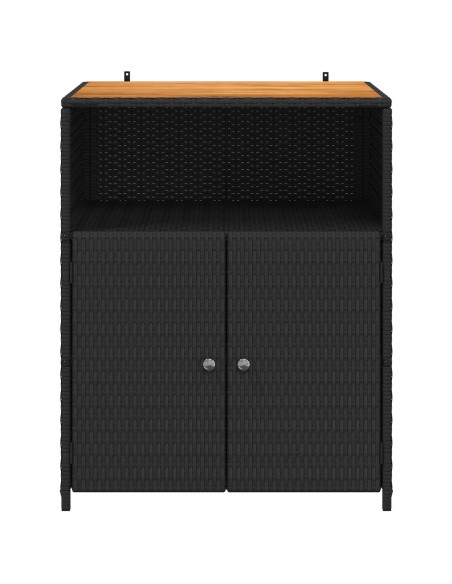 Armadietto Nero 70 x 50 x 87 cm Poliestere e Rattan Roly
