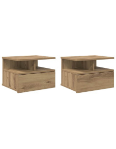 Comodino flottante 2 pcs Rovere artigianale 40 x 31 x 28 cm 2