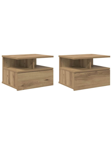 Comodino flottante 2 pcs Rovere artigianale 40 x 31 x 28 cm