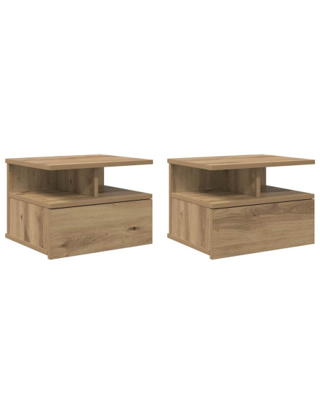 Comodino flottante 2 pcs Rovere artigianale 40 x 31 x 28 cm
