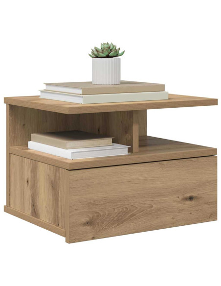 Comodino flottante 2 pcs Rovere artigianale 40 x 31 x 28 cm