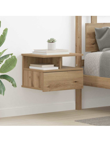 Comodino flottante 2 pcs Rovere artigianale 40 x 31 x 28 cm