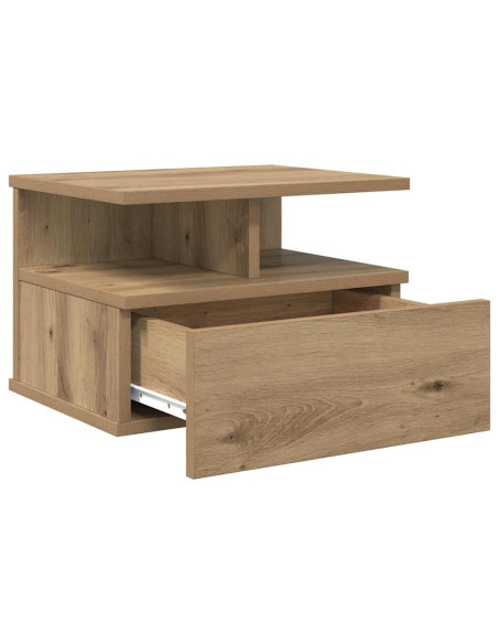 Comodino flottante 2 pcs Rovere artigianale 40 x 31 x 28 cm