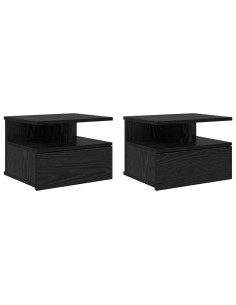 Comodino flottante 2 pcs Rovere Nero 40 x 31 x 28 cm 2