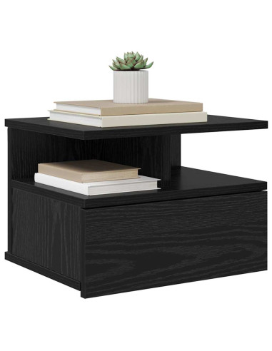 Comodino flottante 2 pcs Rovere Nero 40 x 31 x 28 cm