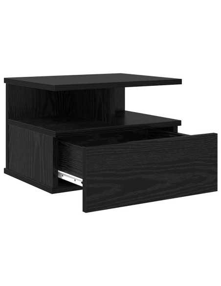 Comodino flottante 2 pcs Rovere Nero 40 x 31 x 28 cm