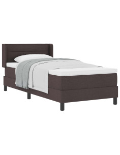 Letto a molle con testiera Marrone Scuro 190 x 90 cm Poliestere 2