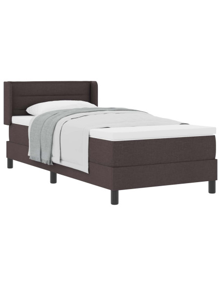 Letto a molle con testiera Marrone Scuro 190 x 90 cm Poliestere