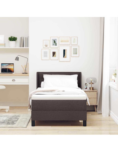 Letto a molle con testiera Marrone Scuro 190 x 90 cm Poliestere