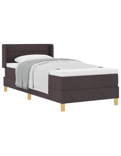 Letto a molle con testiera Marrone Scuro 190 x 90 cm Poliestere 2