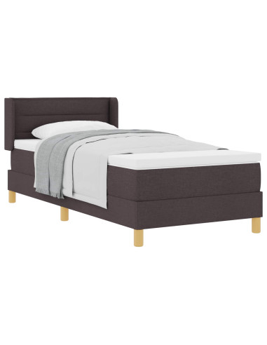 Letto a molle con testiera Marrone Scuro 190 x 90 cm Poliestere