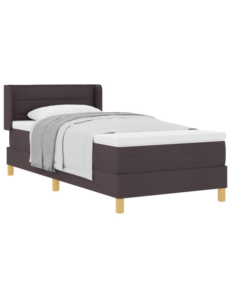 Letto a molle con testiera Marrone Scuro 190 x 90 cm Poliestere