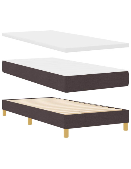 Letto a molle con testiera Marrone Scuro 190 x 90 cm Poliestere