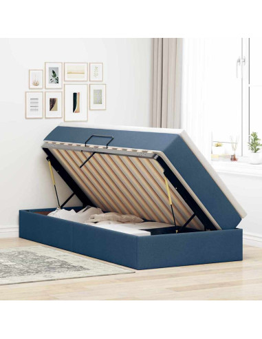 Letto con contenitore e materasso Blu 90 x 200 cm Poliestere