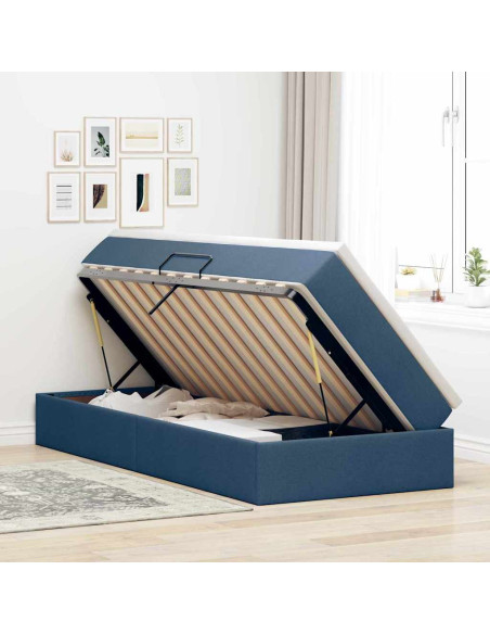 Letto con contenitore e materasso Blu 90 x 200 cm Poliestere