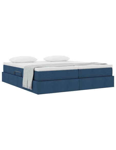 Letto con contenitore e materasso Blu 180 x 200 cm Poliestere