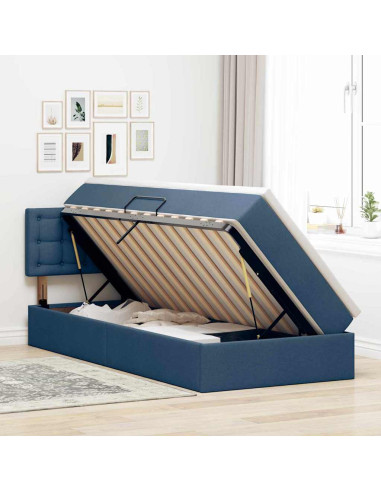 Letto con contenitore e materasso con materasso Blu 90 x 200 cm