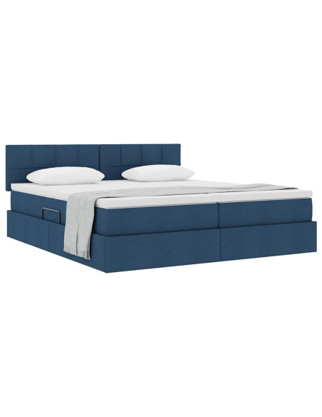Letto con Contenitore Blu 180 x 200 cm Pelle Sintetica