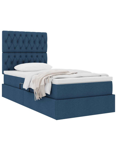 Letto con contenitore e materasso Blu 90 x 200 cm Poliestere