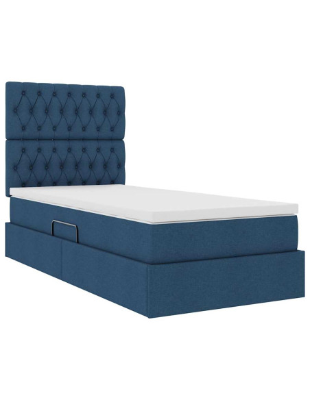 Letto con contenitore e materasso Blu 90 x 200 cm Poliestere