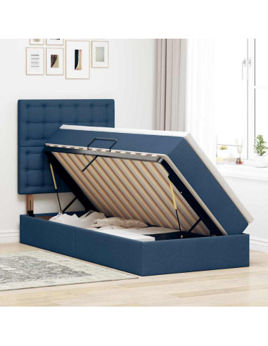 Letto con contenitore e materasso Blu 90 x 200 cm Poliestere