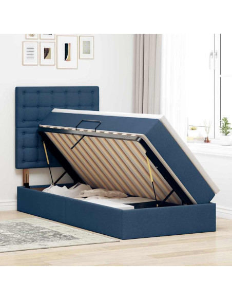 Letto con contenitore e materasso Blu 90 x 200 cm Poliestere
