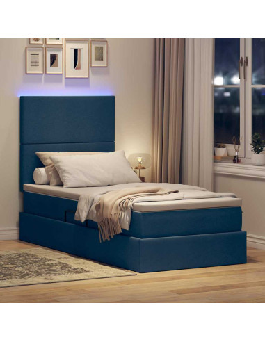 Letto con contenitore e LED con led Blu 90 x 200 cm Poliestere