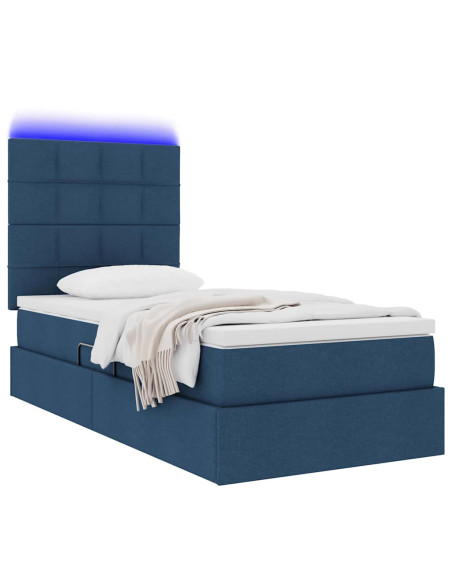 Letto con contenitore e LED con led Blu 90 x 200 cm Poliestere