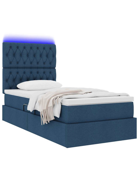 Letto con contenitore e LED con led Blu 90 x 200 cm Poliestere