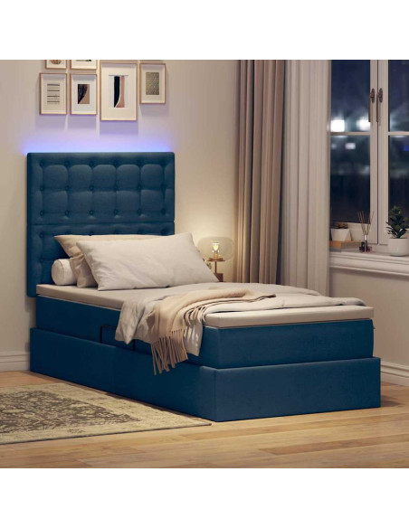 Letto con contenitore e LED con led Blu 90 x 200 cm Poliestere