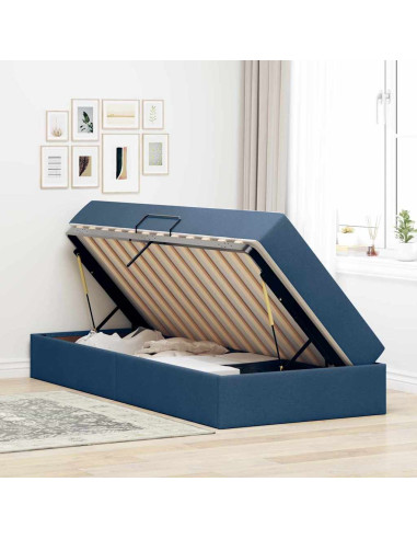 Letto con contenitore e materasso Blu 90 x 200 cm Poliestere