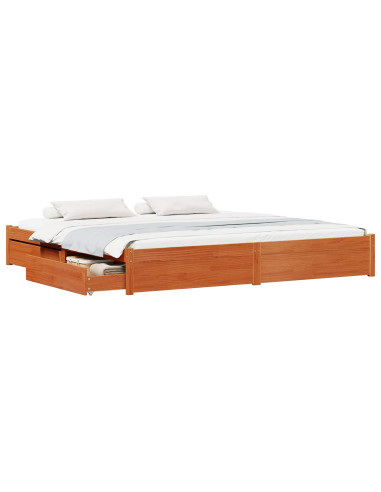Struttura del letto con cassetto Marrone cerato 200 x 200 cm