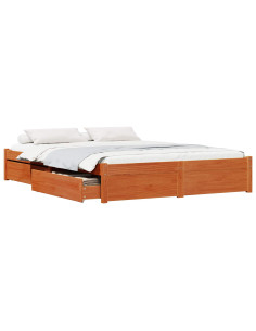 Struttura del letto con cassetto Marrone cerato 150 x 200 cm 2