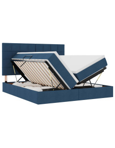 Letto con luci a strisce a LED Blu 180 x 200 cm Tessuto 2