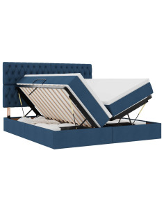Letto con luci a strisce a LED Blu 180 x 200 cm Tessuto 2