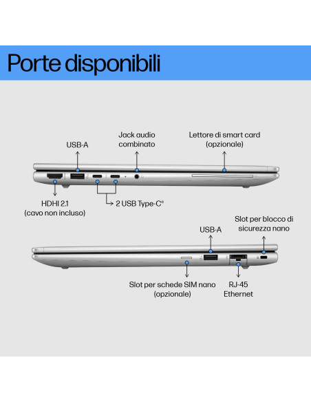 HP EliteBook 630 G11 Intel Core Ultra 7 155U Computer portatile 33,8 cm (13.3") WUXGA 16 GB DDR5-SDRAM 512 GB SSD Wi-Fi 6E (802.