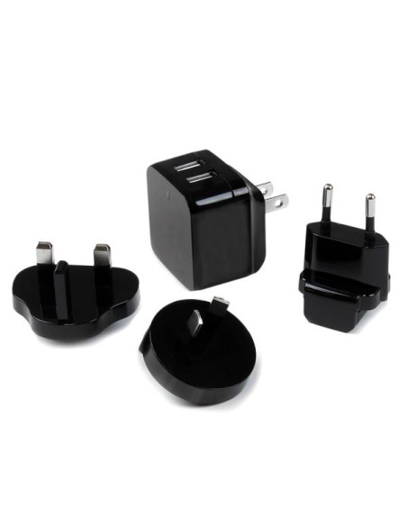 StarTech.com Caricabatterie da Muro a doppia porta x2 USB ad alta potenza ( 17W / 3.4 Amp ) con prese da viaggio (Internazionale