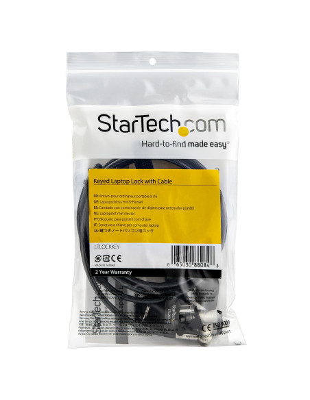StarTech.com Cavo Lucchetto di Sicurezza con chiave per Laptop - Pulsante di Bloccaggio