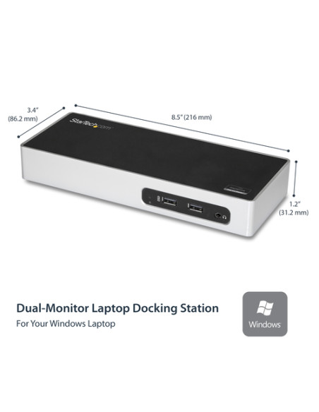 StarTech.com Docking Station USB 3.0 - Laptop Dock per doppio monitor con HDMI e DVI/VGA Video - Hub a 6 porte USB 3.1 Gen 1 5Gb