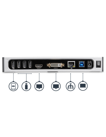 StarTech.com Docking Station USB 3.0 - Laptop Dock per doppio monitor con HDMI e DVI/VGA Video - Hub a 6 porte USB 3.1 Gen 1 5Gb