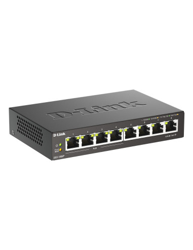 D-Link DGS-1008P/E switch di rete Non gestito L2 Gigabit Ethernet (10/100/1000) Supporto Power over Ethernet (PoE) Desktop Nero